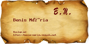 Benis Mária névjegykártya