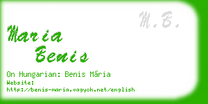 maria benis business card